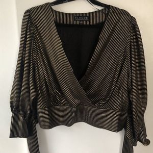 Eloquii gold and black tie wait blouse